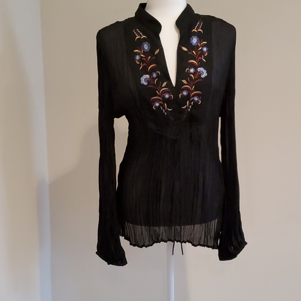 Black with embroidery blouse size XL